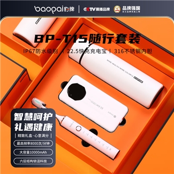 豹牌按摩器健康套装保温杯颈椎按摩仪电动牙刷筋膜枪充电宝组合母亲节礼品送爸妈老婆男女朋友生日礼物 BP-T15电动牙刷+充电宝+保温杯