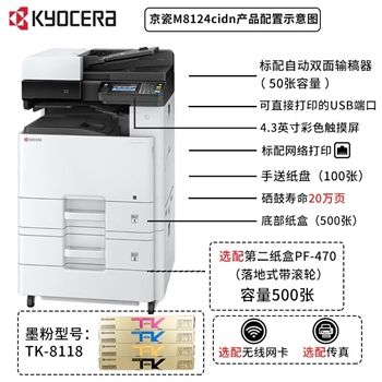 京瓷彩色数码复印机ECOSYS M8124cidn租赁打印速度24张/分（基础办公型）