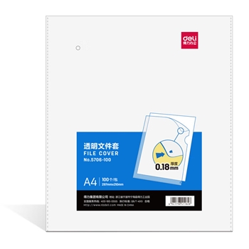 得力（deli）【超级爆款】A4L型文件套 加厚文件夹透明单片夹票据收纳二页式文件资料快递袋收纳