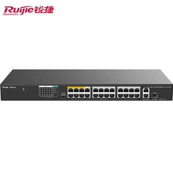 锐捷24口百兆PoE监控交换机RG-YS126S-P PoE功率180W 满载24台400W摄像头 千兆上联接口 6KV防雷